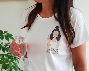 Personalised bride to be tshirt, hen do t shirt, bridesmaid top, he put a ring on it top, hen do gift for her, wedding party tshirt