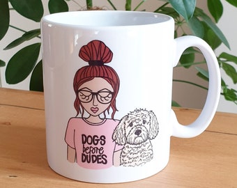 Personalised dog mum mug, lookalike you and your dog mug, personalised dog lover mug, secret santa gift, stocking filler, dog walker gift