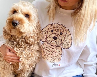 Personalised Dog illustration jumper with your dog on, dog breed jumper, Personalised dog mum sweatshirt, Dog Lover sweatshirt, gift for her
