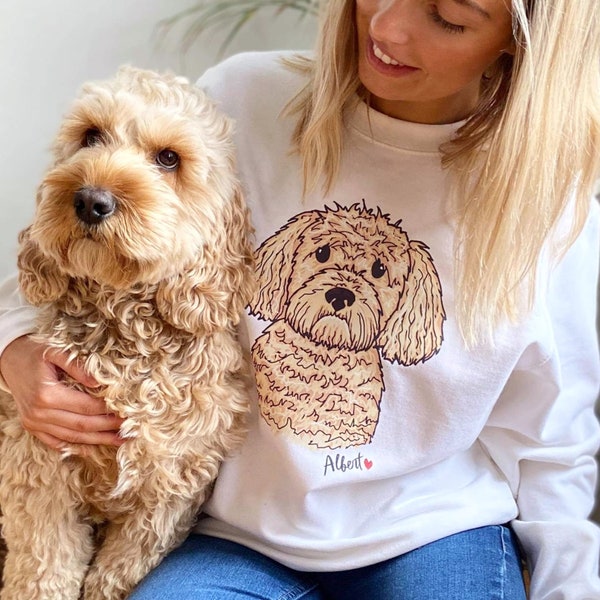 Personalised Dog illustration jumper with your dog on, dog breed jumper, Personalised dog mum sweatshirt, Dog Lover sweatshirt, gift for her