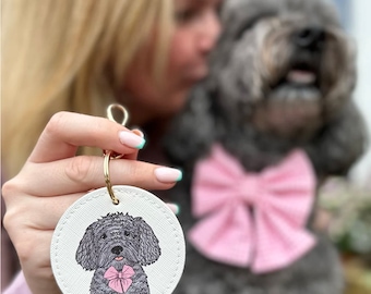 Personalised doglover keyring with dog illustration , new puppy gift ,custom pet keyring, dog lover Birthday gift for her, Gift for dog mum,