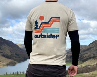 Outsider organic cotton t shirt, father's day gift for a hiking dad, birthday gift for him, slogan graphic t-shirt, adventure lover gift