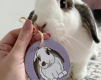 Personalised Bunny lover keyring with your rabbit on, rabbit mum birthday gift for her, custom pet keyring, bunny lover gift, daughter gift