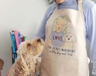 Personalised apron, personalized apron,  Bake Off Gift, Cotton canvas apron, Dog Lover Apron, Christmas gift for dog lover