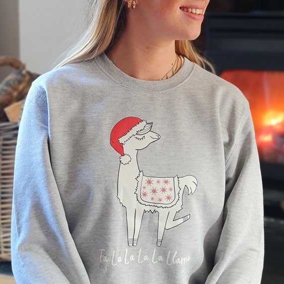 Fa La La La La Llama Jumper Cute Adorable Sweatshirt Christmas Song Funny 