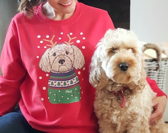 Personalised Christmas Dog Jumper, Dog lover Christmas jumper, Dog breed jumper, Cockerpoo christmas jumper, pug christmas jumper