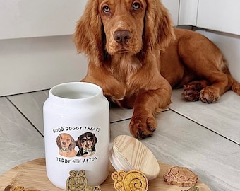 Personalised Good Dog Treat Jar, gift for dog birthday, custom pet treat jar, gift for dog mum, dog lover Christmas gift, cockapoo treat jar