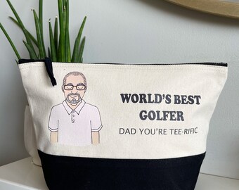 Personalised Worlds Best Dad Washbag, Cool Fathers Day Gift for dad and grandad, Custom travel wash bag, personalised birthday gift