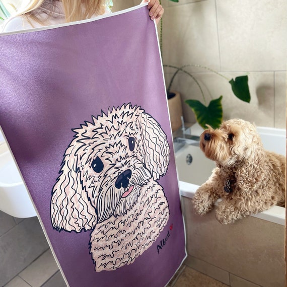 Serviette de bain pour chien personnalisée, serviette avec mon