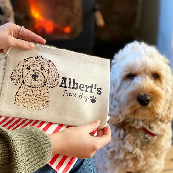 Personalised Pet Treat Bag, Dog illustration on bag, Treat Bag, Personalised Treat Bag, Dog Illustration, Dog Treats, Cat Illustration