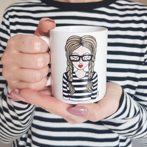 Personalised Mug,Customised Mug, Mug with personalised illustration, Christmas gift for her, Secret santa gift , Gift for her image 1