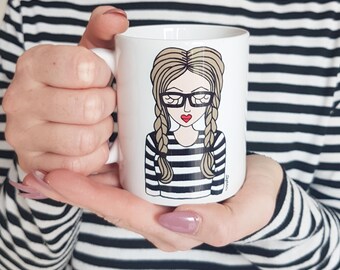 Personalised Mug,Customised Mug, Mug with personalised illustration, Christmas gift for her, Secret santa gift , Gift for her