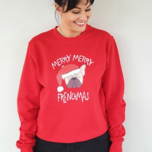 Merry Frenchmas Christmas Jumper, Ugly jumper, Christmas jumper day, Frenchie Sweatshirt, Christmas Jumpers image 2