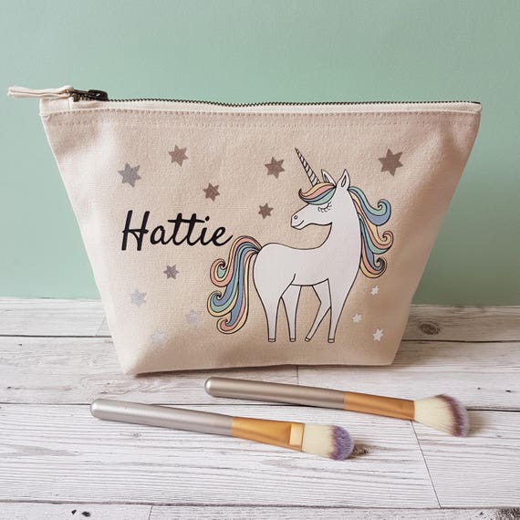 Spersonalizowana Torba Na Makijaż Jednorożca Prezent Etsy