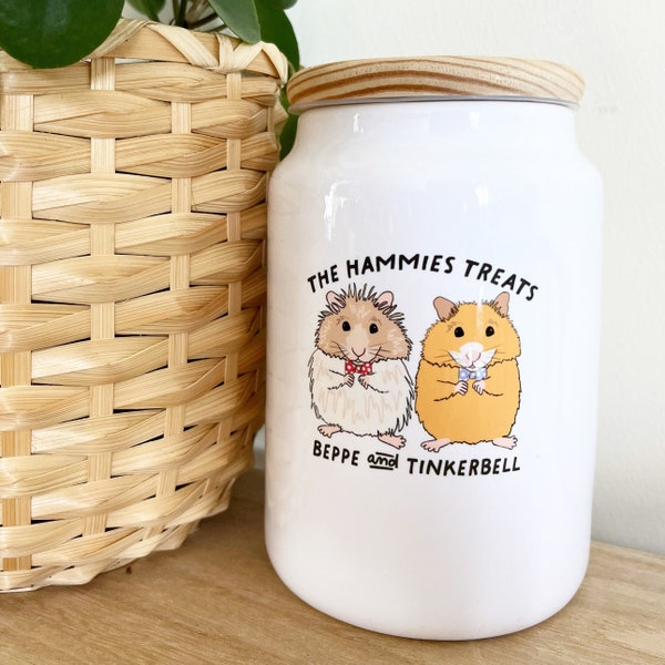 Personalised Illustration Hamster Lover Treat Jar, hamster accessories, Christmas gift for hamster, gift for daughter, gift for pet lover