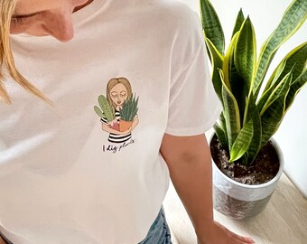 Personalised Plant Lady Motif Tshirt, Plant Design T-shirt, Personalised T-shirt, Sydandco Clothing, Plant Mum Gift, plant lover gift