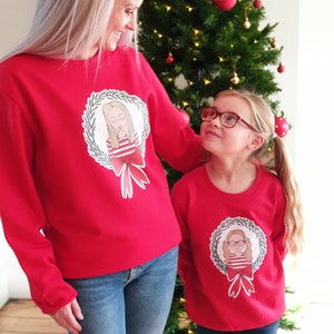 Personalised Wreath Christmas Jumper, Matching family jumpers, Red Xmas Sweater, Ugly Christmas Jumper, Wreath Xmas Sweater image 1