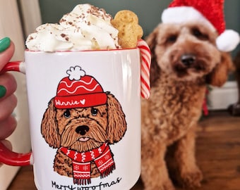Personalised Merry Woofmas Christmas mug, Christmas Dog Mug, Dog breed illustration mug, , dog lover mug, stocking filler, secret santa
