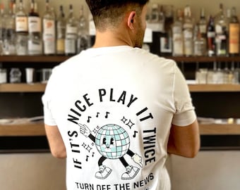 Turn up the music funny mascot organic T-shirt, retro slogan t shirt, xmas gift for teen gift for him, unisex  tshirt, music lover gift