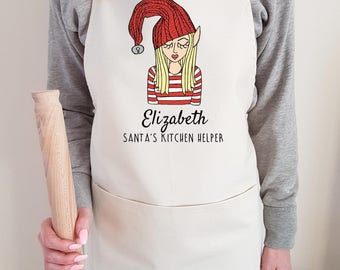 Christmas Apron / personalised apron / personalized apron / Christmas design / Cotton canvas apron / gift for her / christmas cook / xmas
