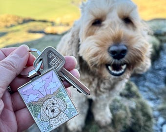 Gepersonaliseerde sleutelhanger hond illustratie, het leven is beter met mijn hond sleutelhanger, Moederdagcadeau, cadeau hond moeder, verjaardagscadeau, vriendschapscadeau