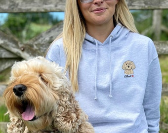 Personalised Dog illustration dog walking hoody, Custom Dog Breed , Dog Lover hoodie, dog mum birthday gift for her, dog mum Christmas gift