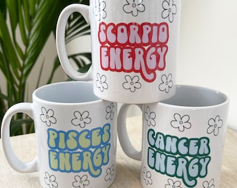 Taza personalizada con signo de estrella, taza del zodíaco personalizada, regalo de cumpleaños 18, 21, 30, 40 para ella, regalo personalizado con impresión del zodíaco para un amigo