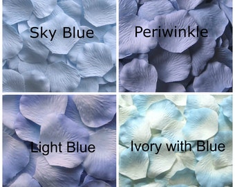 300PCS Rose Petals Mixed Color Navy Blue/Light Blue/Slate Blue/White