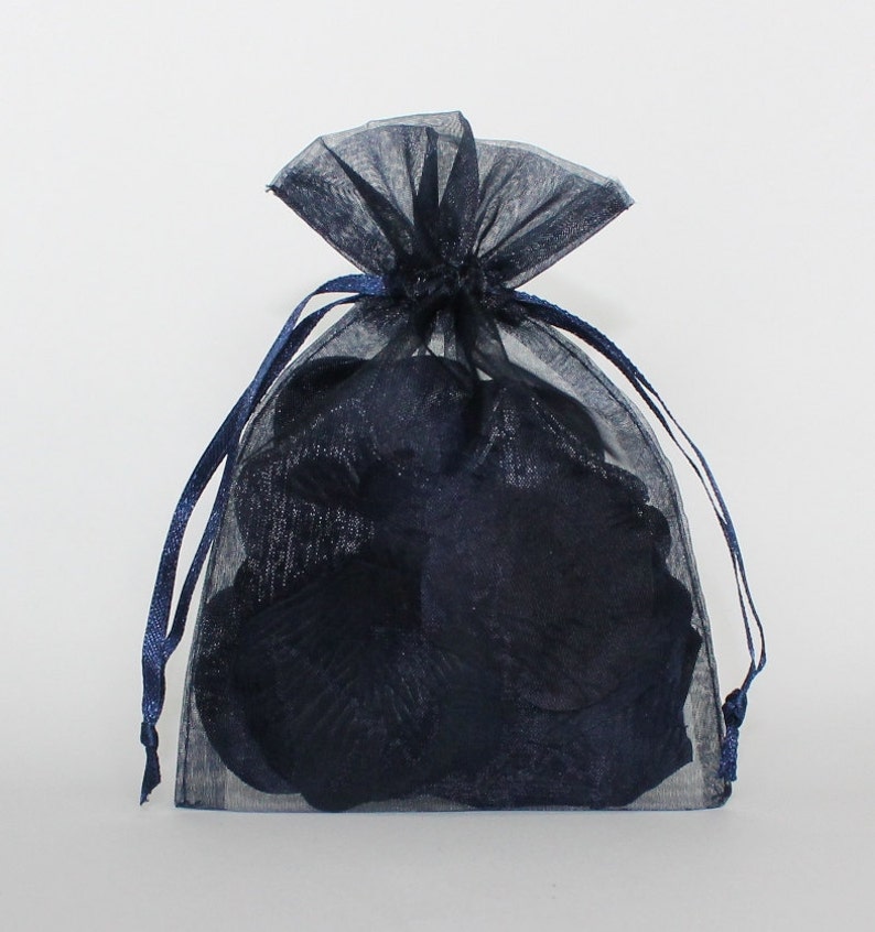 Organza Gift Bags Navy Blue Sheer Favor Bags With Drawstring Etsy