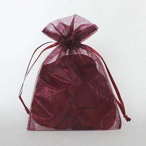 Organza Gift Bags, Plum Sheer Favor Bags with Drawstring for Packaging, pack of 50
