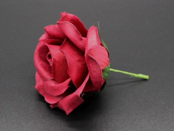 Silk Rose Heads, 12pcs, Black Artificial Flowers 