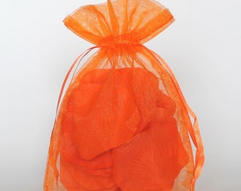 Organza geschenk zakken, oranje pure gunst tassen met koord voor verpakking, Pack van 50