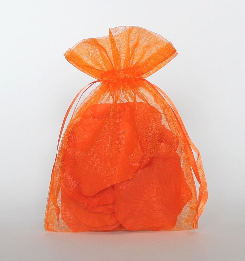 Organza Gift Bags Orange Sheer Favor Bags With Drawstring for Etsy