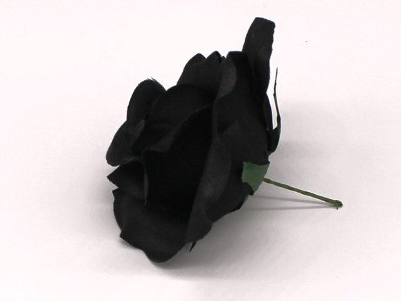 Silk Rose Heads, 12pcs, Black Artificial Flowers 