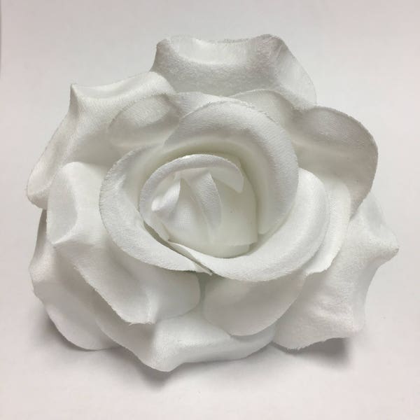Silk Rose Heads, 12pcs, White Artificial Flowers