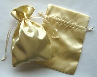 Satin Gift Bags, Ivory Favor Bags with Drawstring for Packaging, pack of 50