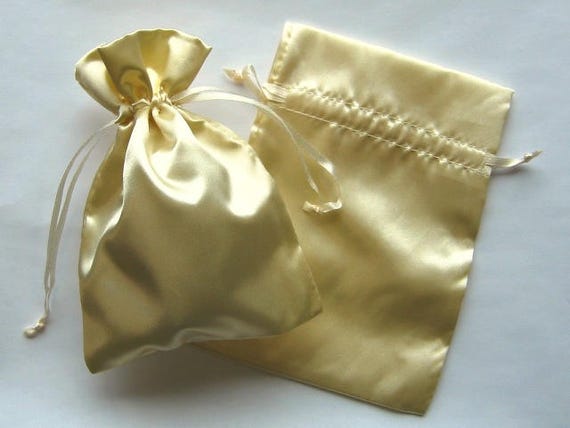 Satin Gift Bags, Ivory Favor Bags With Drawstring for Packaging