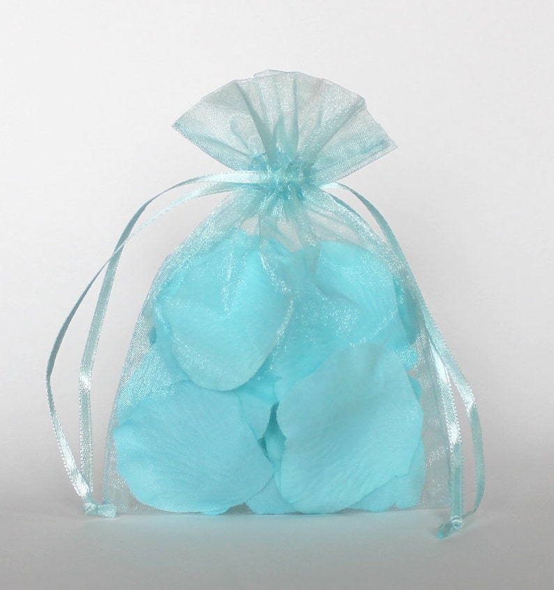 Organza Gift Bags Light Blue Sheer Favor Bags With Drawstring Etsy