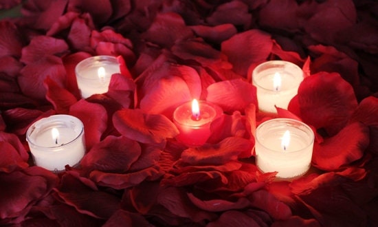 Fond Bougies Romantiques Avec Flamme Rose Rouge Romance Romantique