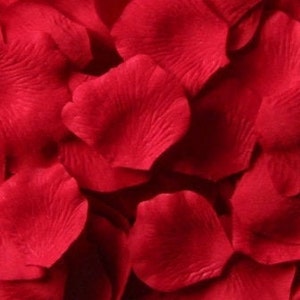 May include: A close-up of a pile of red rose petals. The petals are soft and velvety, and they are arranged in a random pattern.