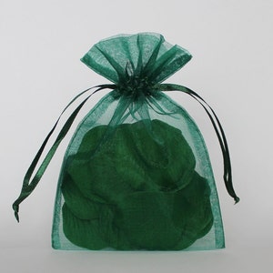 Bolsas de regalo de organza, bolsas transparentes de color esmeralda con cordón para embalaje, paquete de 50