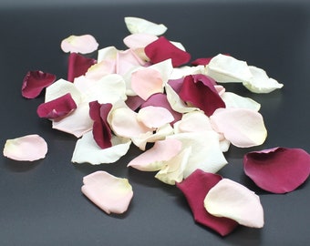 Rose Petals, Ivory, Blush and Burgundy, REAL freeze dried rose petals, All Natural and Biodegradable, Perfectly Preserved in the USA