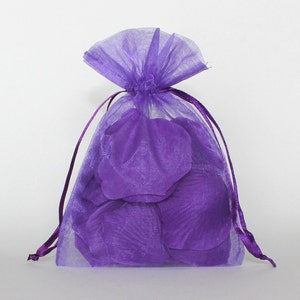 Organza Gift Bags, Purple Sheer Favor Bags with Drawstring for Packaging, pack of 50