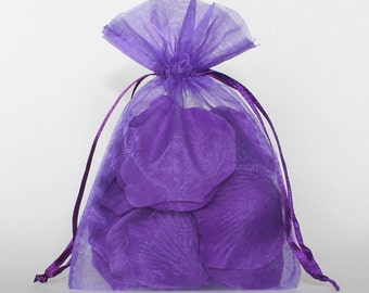 Organza Gift Bags, Purple Sheer Favor Bags with Drawstring for Packaging, pack of 50