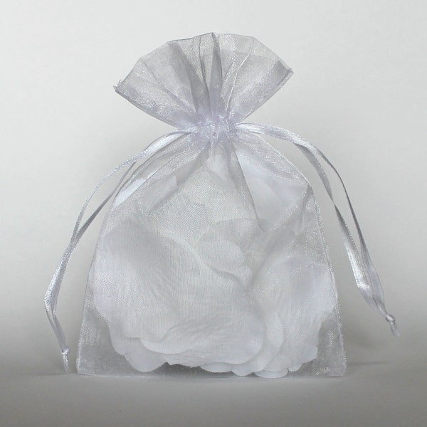 Sacs cadeaux en organza, pochettes transparentes avec cordon de serrage pour l'emballage, choix parmi plus de 20 couleurs, lot de 50