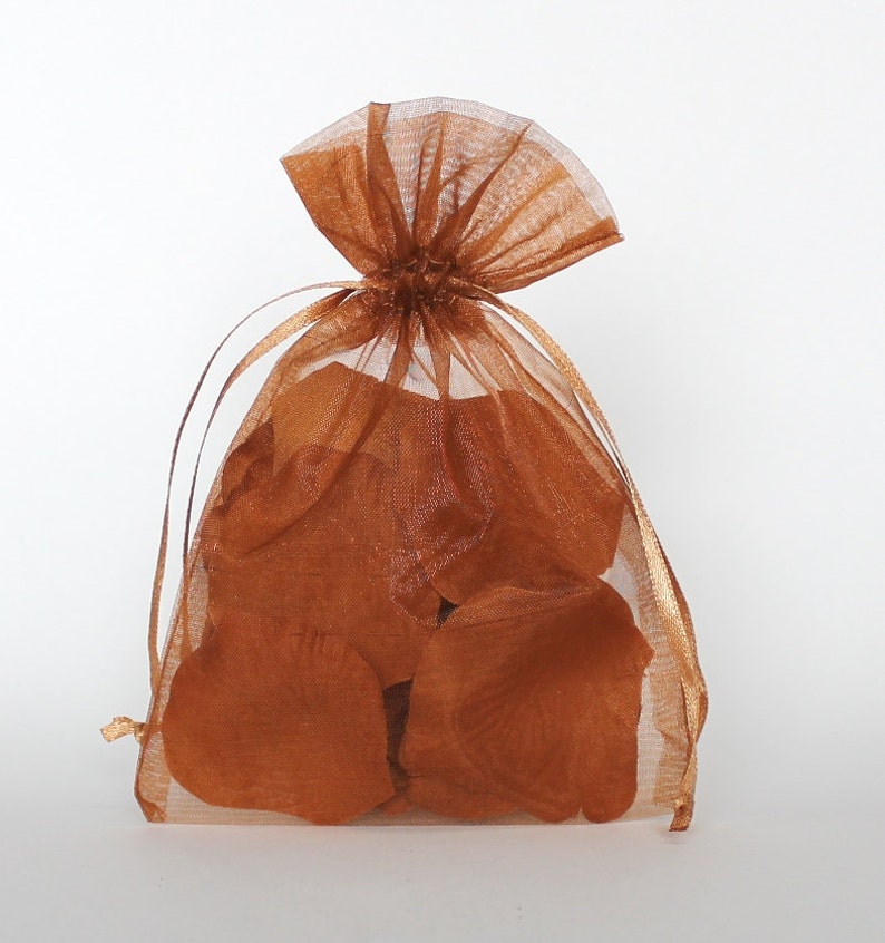 Organza Gift Bags, Copper Sheer Favor Bags with Drawstring for Packaging, pack of 50 image 1