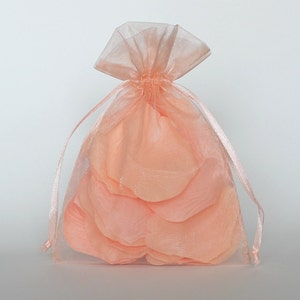 Sacchetti regalo in organza, sacchettini trasparenti color albicocca con cordoncino per confezionare, confezione da 50