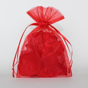 Organza Gift Bags, Red Sheer Favor Bags with Drawstring for Packaging, pack of 50