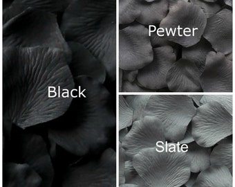 Black and Grey Silk Rose Petals, 300 petals
