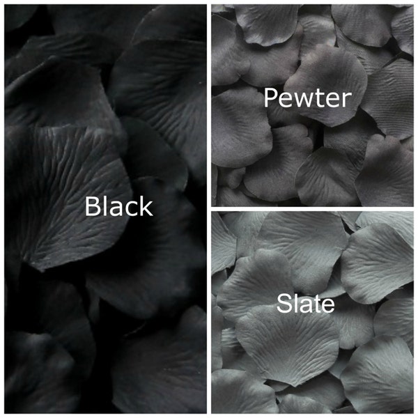 Black and Grey Silk Rose Petals, 300 petals